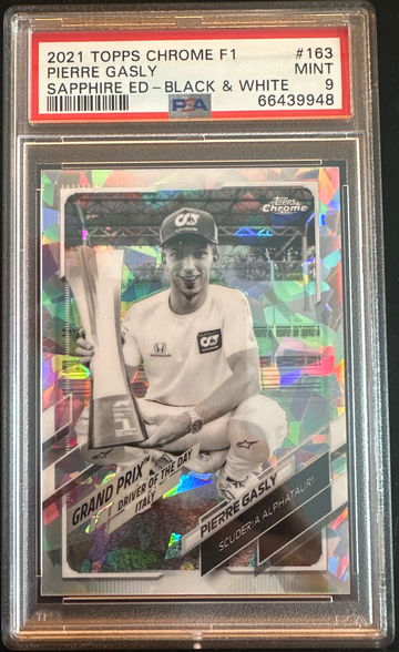 Pierre Gasly 2021 Topps Sapphire Black White /15 - PSA 9