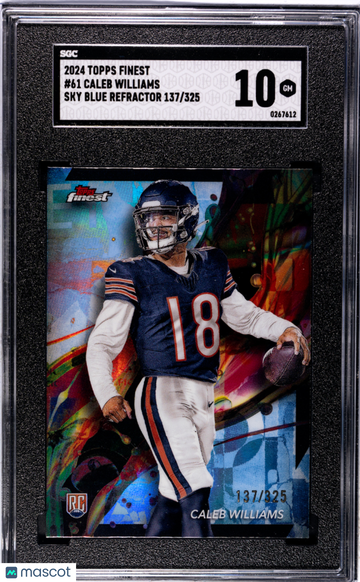 2024 Topps Finest Caleb Williams #61 Sky Blue Refractor 325 /325 Rookie SGC 10
