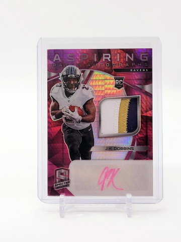 2020 spectra J.K. Dobbins Rookie Patch aspiring Auto pink prizm refractor /25 