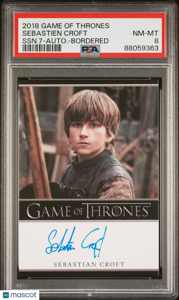 2018 Game Of Thrones Season 7-Autograph Sebastien Croft Bordered PSA 8