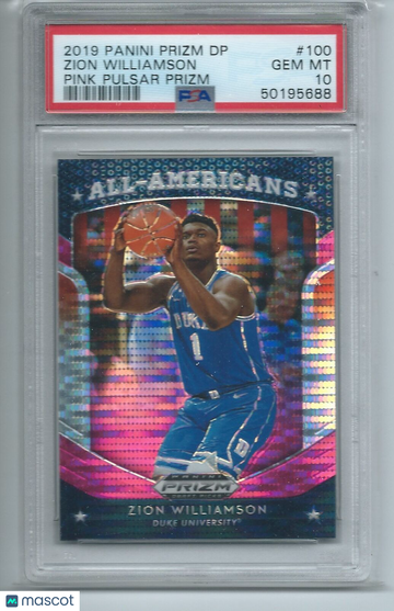 2019 Panini Prizm Draft Picks Zion Williamson #100 Pink Pulsar PSA 10