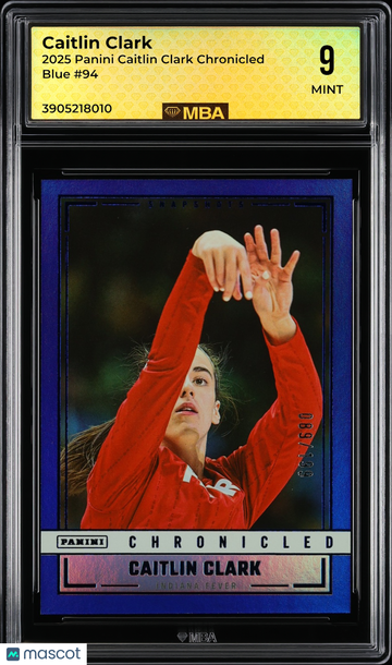 2025 Panini Caitlin Clark Chronicled Caitlin Clark #94 Blue /199 MBA 9