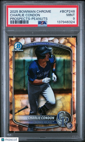 2025 Bowman Chrome Prospects Charlie Condon #BCP248 Peanuts PSA 9