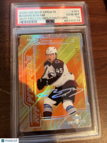 2020 Upper Deck MVP Update MVP Prospects Colors & Contours Bowen Byram #101 Insert MVP PRS.Colors/Contours PSA 10