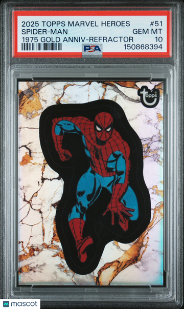 2025 Topps Marvel Comic Book Heroes 1975 Gold Anniversary Spider-Man #51 PSA 10