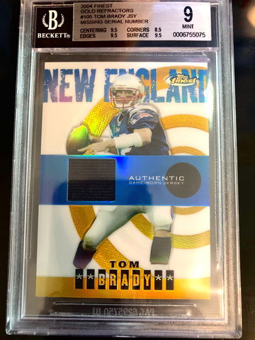 2004 Tom Brady Finest Gold Refractor Game Worn Jersey BGS 9 POP 1- No PSA 9s