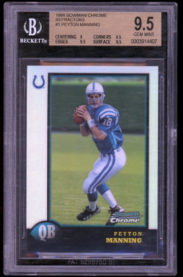 1998 Bowman Chrome Refractor Peyton Manning BGS 9.5