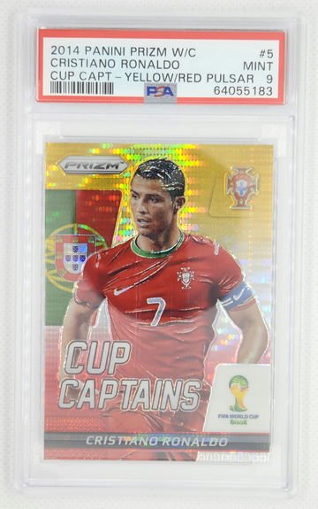 2014 Prizm World Cup Yellow Red Pulsar Cristiano Ronaldo Cup Captains PSA 9 MINT Portugal World Cup