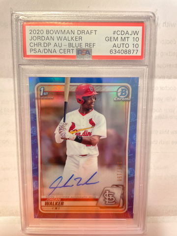 2020 Bowman Draft Jordan Walker Blue Refractor PSA 10/10
