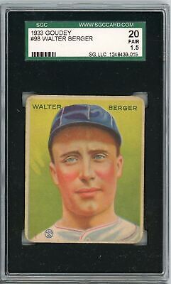 1933 Goudey Walter Berger #98 SGC 1.5 P1360