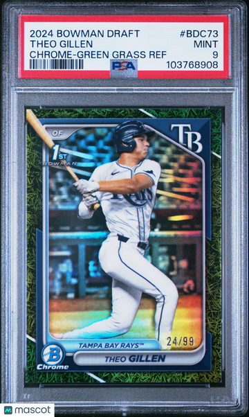 2024 Bowman Draft Theo Gillen #BDC73 Chrome Green Grass Ref /99 PSA 9