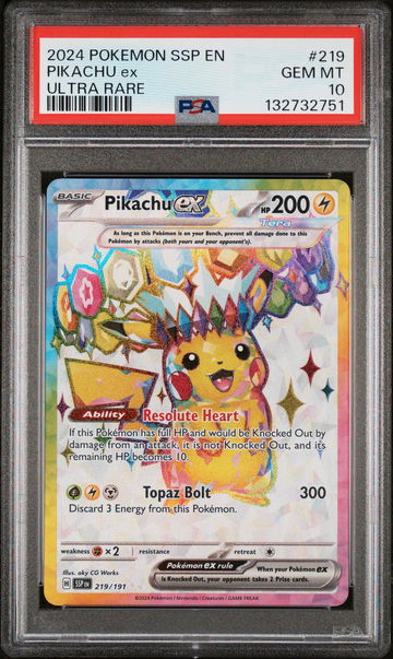 2024 Pokemon Scarlet and Violet Surging Sparks Ultra Rare Pikachu Ex #219 PSA 10