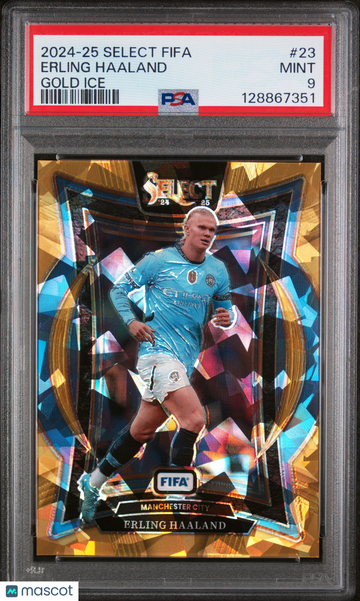 2024-25 Panini Select FIFA Erling Haaland #23 Gold Ice PSA 9