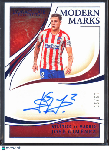 José Giménez 2020 Panini Immaculate Collection Modern Marks Auto /25 Atlético de Madrid