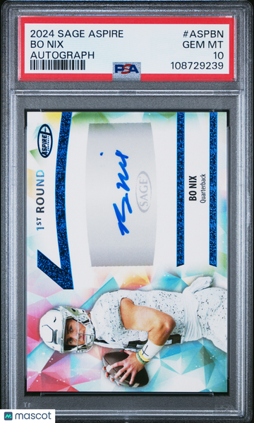 2024 Sage Aspire Autographs Bo Nix #ASPBN PSA 10