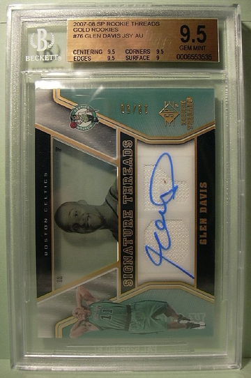 2007-08 SP ROOKIE THREADS GOLD ROOKIES #76 GLEN DAVIS AUTO 19/50 BGS 9.5 GEM MINT