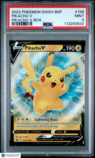 2022 Pokemon Swsh Black Star Promo Pikachu V Pikachu V Box PSA 9 #198