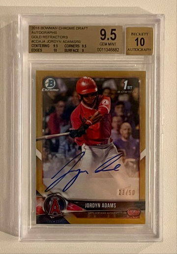 2018 Bowman Chrome Jordyn Adams Auto Gold Refractor #/50 BGS 9.5/10