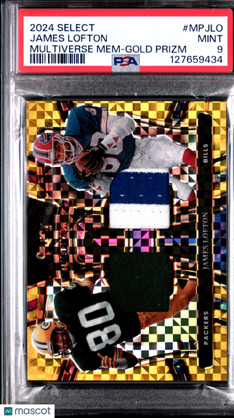 2024 Panini Select Multiverse Dual Patch James Lofton Gold Prizm /10 PSA 9