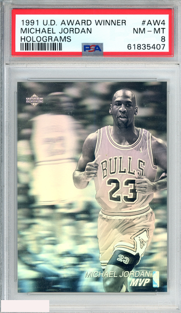 1991 UPPER DECK AWARD WINNER HOLOGRAMS MICHAEL JORDAN #AW4 PSA 8 NM-MT