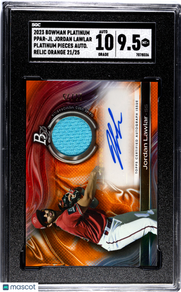 2023 Bowman Platinum Jordan Lawlar #PPAR-JL Plat. Pieces, Autograph Rel. Orange SGC 9.5 Auto 10