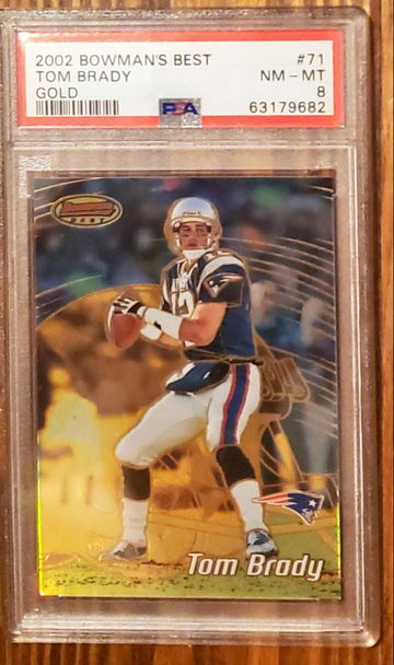2002 Bowmans Best Tom Brady Gold /25 PSA 8
