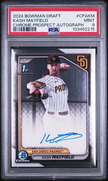 2024 Bowman #CPAKM Kash Mayfield Chrome Prospect Autograph Auto PSA 9