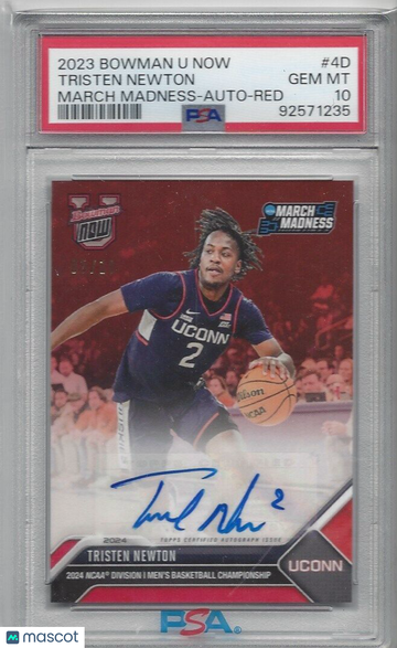 2023 Bowman U Now March Madness Tristen Newton #4D Auto Red PSA 10