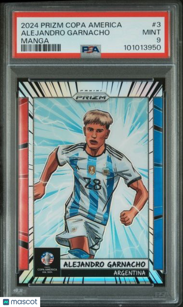 2024 Panini Prizm Conmebol Copa America Manga Alejandro Garnacho #3 PSA 9