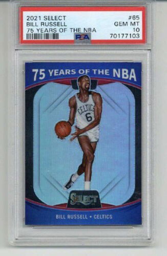 2021 PANINI SELECT 75 YEARS OF THE NBA #65 BILL RUSSELL CELTICS PSA 10 LOW POP