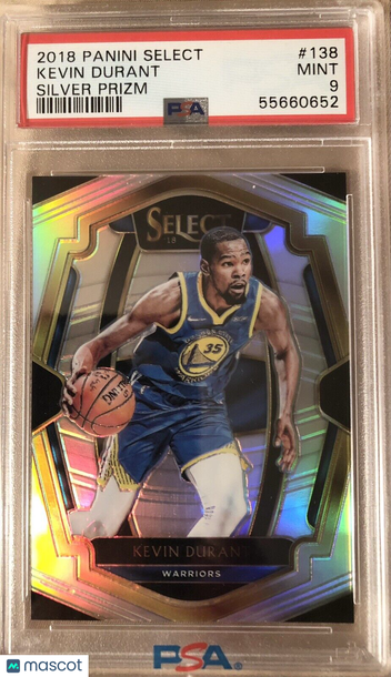 Kevin Durant 2018 Panini Select Silver Prizm #138 PSA 9 Golden State Warriors 🏀