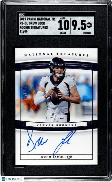 2019 Panini National Treasures Drew Lock #RS-DL Rookie Sigs. SGC 9.5