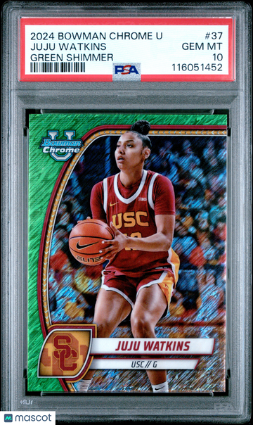 Juju Watkins 2024 Bowman Chrome University #37-Green Shimmer PSA 10