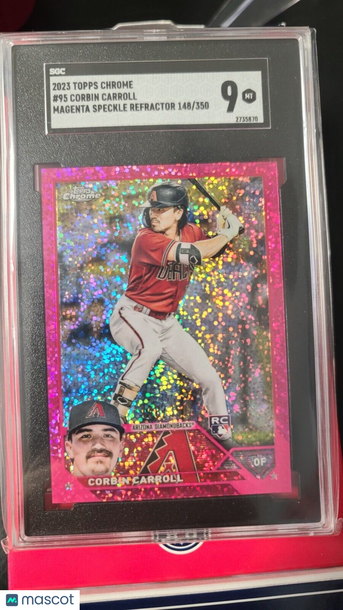 2023 Topps Chrome Corbin Carroll #350 Magenta Speckle Refractor Parallel/Variety Rookie SGC 9