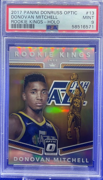 2017-18 Donruss Optic Donovan Mitchell Rookie Kings Silver Holo Prizm PSA 9 Mint