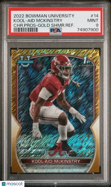 2022 Bowman University Kool-Aid McKinstry #14 Gold Shimmer PSA 9