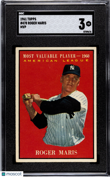 1961 Topps Roger Maris #478 MVP SGC 3