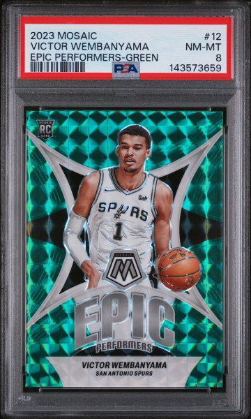 2023 Panini Mosaic Epic Performers Green Victor Wembanyama #12 PSA 8