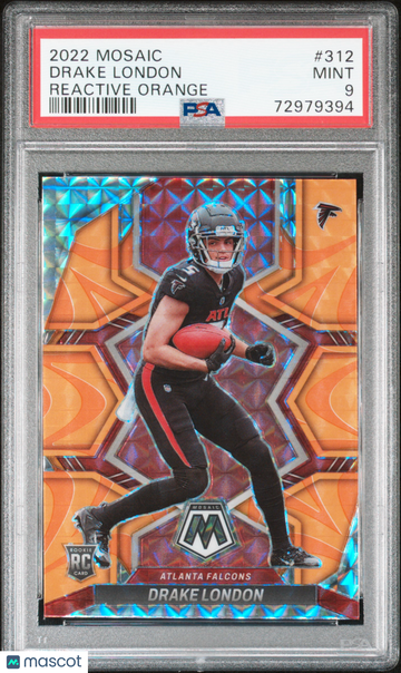 2022 Panini Mosaic Drake London #312 Reactive Orange Rookie PSA 9