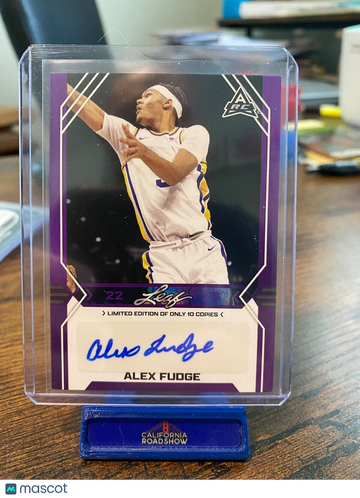 2022 Leaf Draft Alex Fudge #BA-AF1 Purple Rookie Leaf