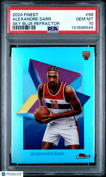 2024 Topps Finest Alexandre Sarr #98 Sky Blue Refractor PSA 10