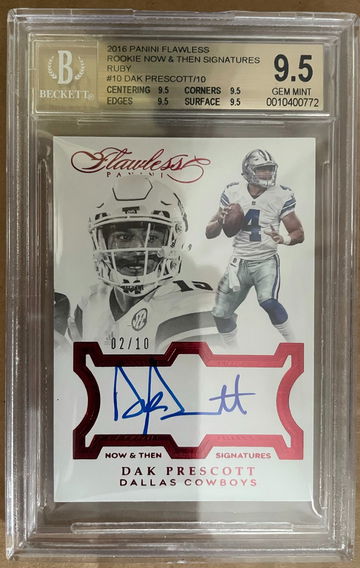 2016 Panini Flawless Dak Prescott Cowboys RC Auto Ruby 2/10 BGS Gem Mint 9.5