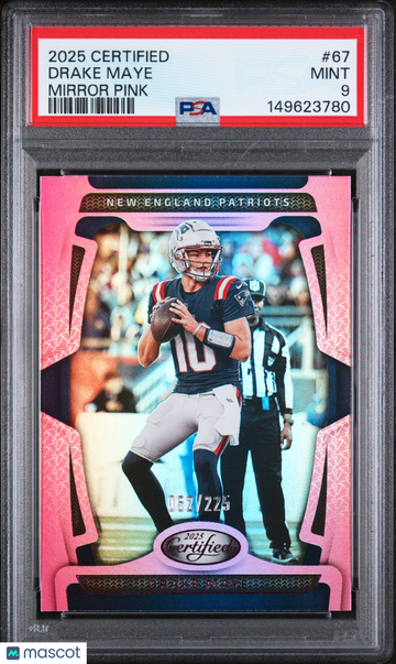 2025 Panini Certified Drake Maye #67 Mirror Pink /225 Parallel/Variety PSA 9