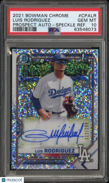 2021 Bowman Chrome Prospect Autographs Luis Rodriguez #CPALR Pros. Auto Speckle Refractor PSA 10