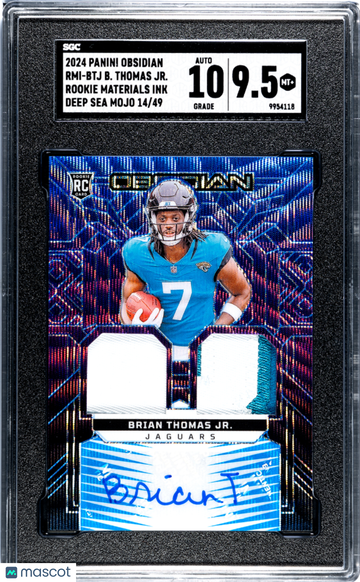 2024 Panini Obsidian Brian Thomas JR. #RMI-BTJ Rookie Mat. Ink Deep Sea Mojo SGC 9.5 Auto 10