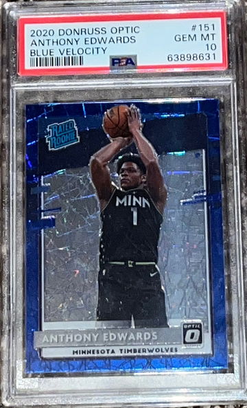 2020 Donruss Optic Anthony Edwards Blue Velocity PSA 10 Gem-Mint