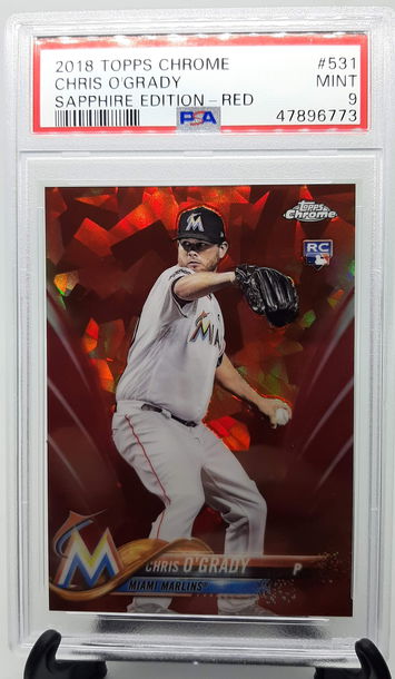 2018 Topps Chrome Sapphire Red Chris O'Grady 3/10 PSA 9 Rookie Card RC