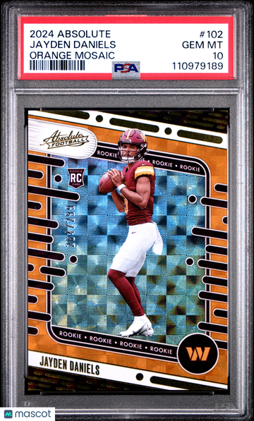 2024 Panini Absolute Jayden Daniels #102 Orange Mosaic /299 Parallel/Variety Rookie PSA 10