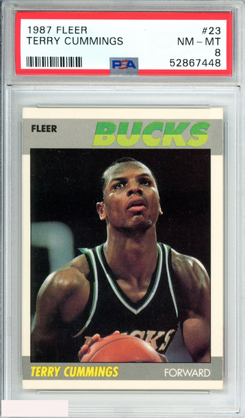 1987 FLEER TERRY CUMMINGS #23 MILWAUKEE BUCKS PSA 8 NM-MT