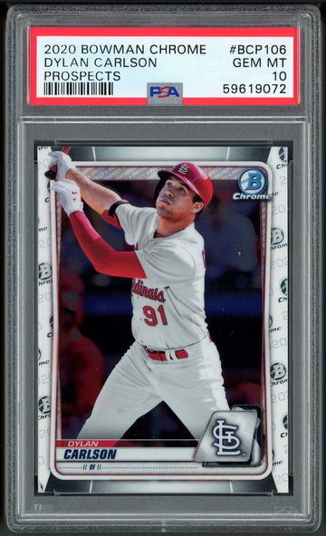 2020 Bowman Chrome Dylan Carlson BCP106 PSA 10 Gem Mint